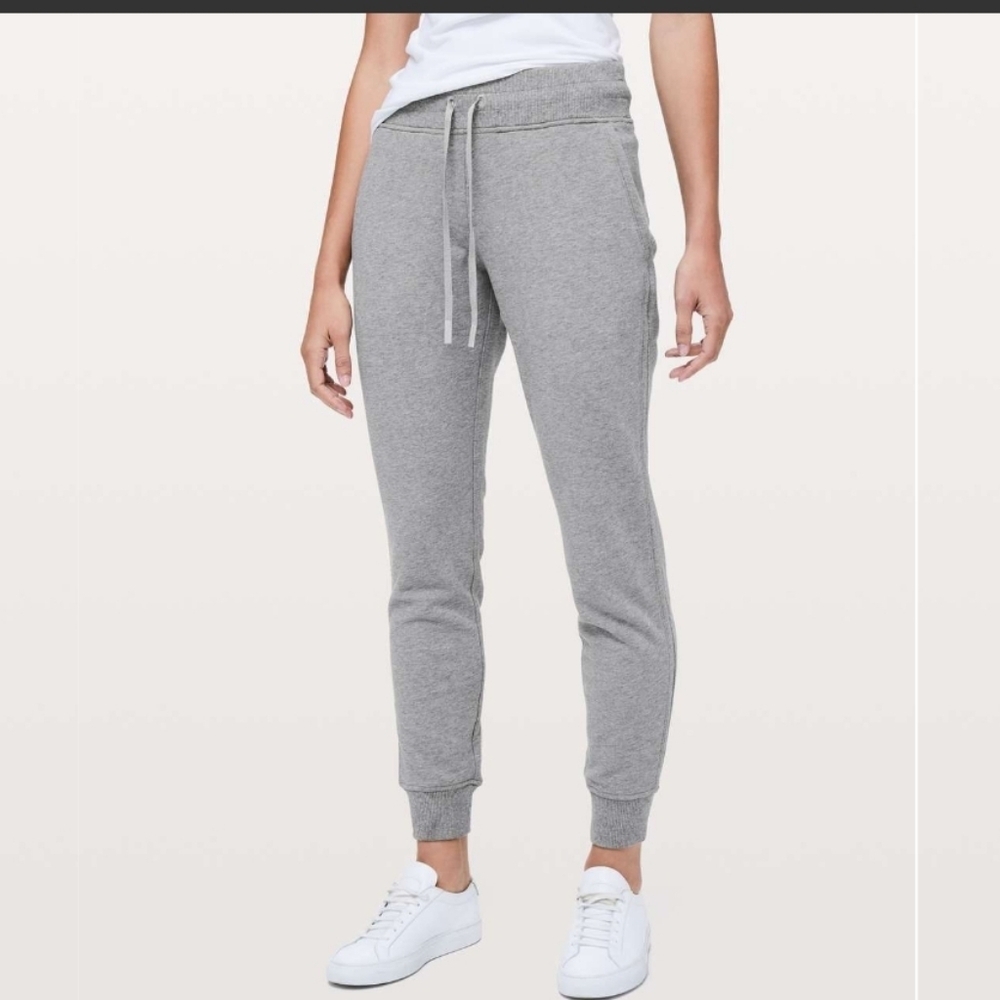 Lululemon Warm Down Joggers Heather Grey Cotton Lounge Sweatpants
